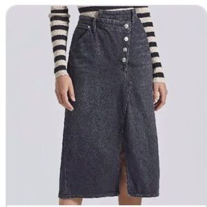 NWT Current Elliot Cecilia Black Denim Asymmetrical Skirt size 26